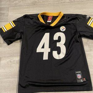 VINTAGE PITTSBURGH STEELERS #43 TROY POLAMALU REEBOK SIZE L YOUTH(14-16) JERSEY
